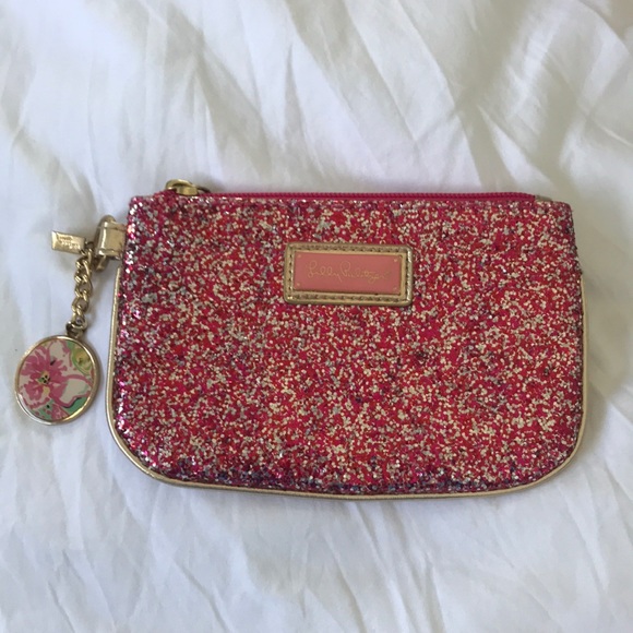 Lilly Pulitzer pink glitter coin purse - Picture 1 of 4